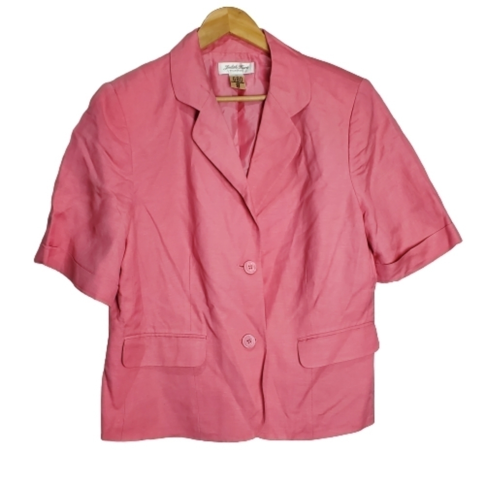 Vintage 90's Judith Hart Collection Pink Linen Blend Button Blazer Size 14